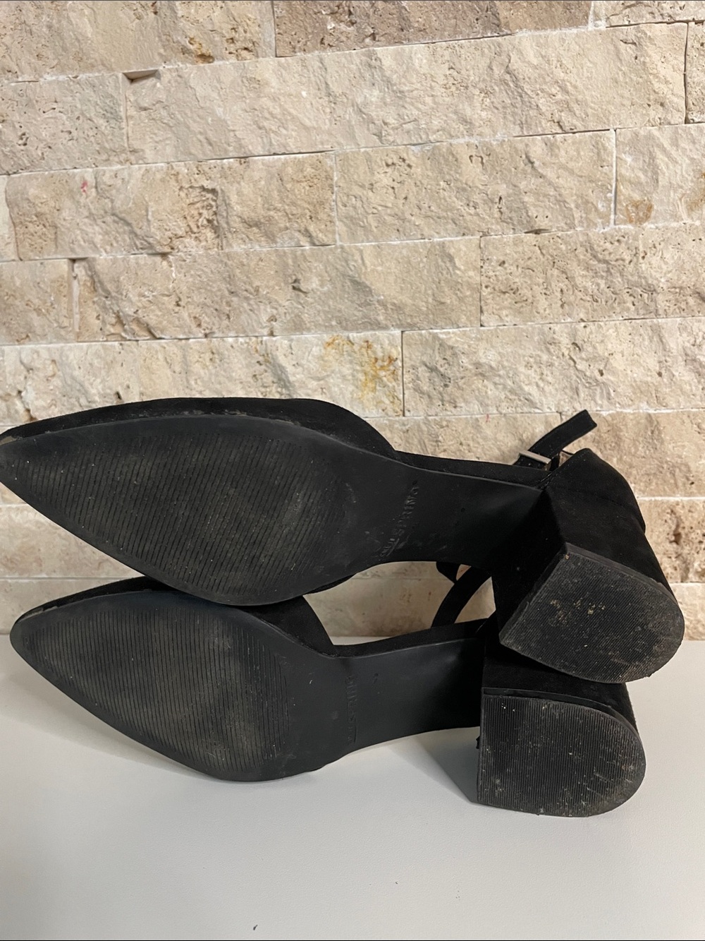 Call It Spring Black Suede D'Orsay Block Heel Pumps with Ankle Strap - Picture 9 of 9
